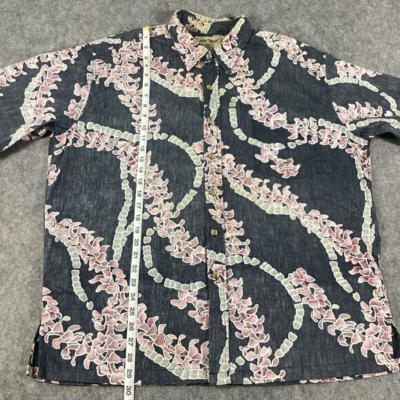 Cooke Street Honolulu Mens XL Hawaiian Floral Blue Button Camp Shirt U.S.A Made - Picture 8 of 15